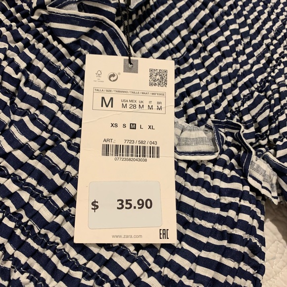 NWT ZARA crop blouse.  Sz Medium. This is gorgeous. Tags on - Picture 11 of 16